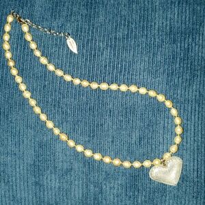 Coldwater Creek Faux pearl heart necklace